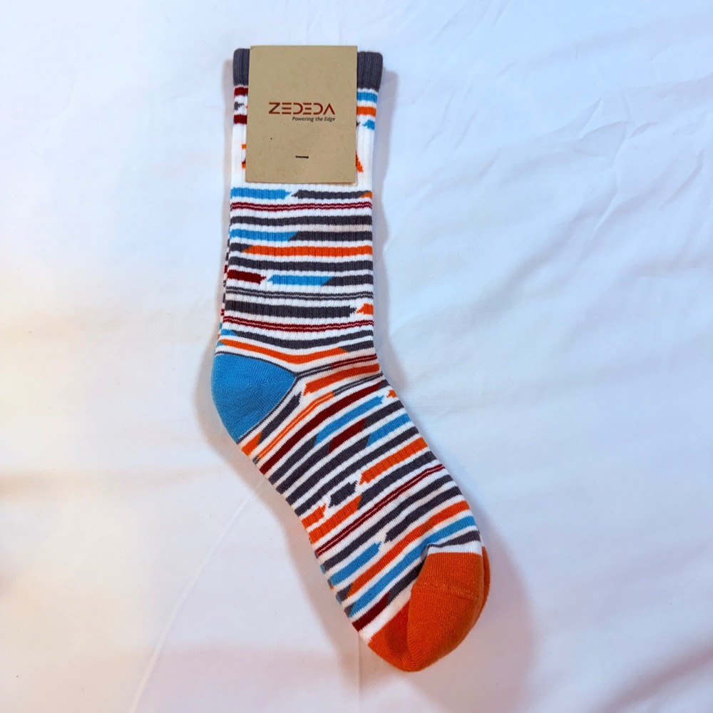 Zededa Sock Club Crew Socks Multi Color Striped Cotton Blend NWT